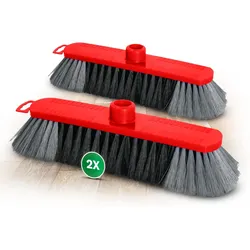 Novaliv 2er Set Zimmerbesen 30 cm FEINE KUNSTBORSTEN Kehrbesen Rot Saalbesen - OHNE Stiel NUR Besenkopf - Saalbesen mit Gewinde für 22mm Besenstiele geeignet - Spinnwebenbesen Zimmerbesen Magic Broom