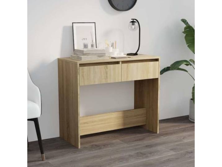 HEFZGDB Konsolentisch Sonoma-Eiche 89x41x76,5 cm Holzwerkstoff mit 2 Schubladen für Aufbewahrung und Dekoration, Stabiler Flurtisch für Wohnzimmer und Eingangsbereich