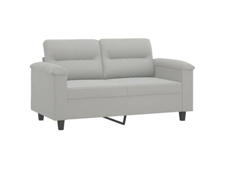 KTHLBRH Set 2 Sofas 2-Sitzer Hellgrau mit 4 Kissen Mikrofasergewebe, Schaumstoffpolsterung, Metallrahmen und Sperrholz