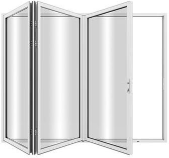 "KaMic Elite-Fold 96"" x 80"" 3-Panel Aluminum Folding Door in White with Hidden Hinges & Rollers, Folded Out From Right To Left"