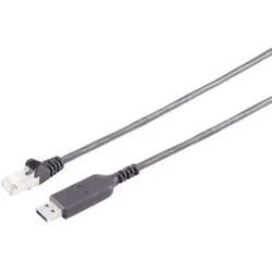 USB-A LAN Adapterkabel 1G, RJ45, PVC, schw., 2m