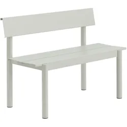 Muuto Linear Steel Gartenbank mit Rückenlehne, 110 cm, grau