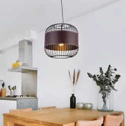 Hängeleuchte Pendellampe Lederring Schwarz Metall H 120 m Wohnzimmer Schlafzimmer