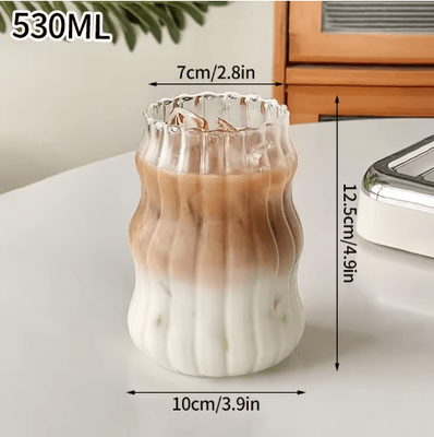 Inspire Picks RippleWave Transparent Drinking Glass Creative Wave Iced Coffee Tumbler b3