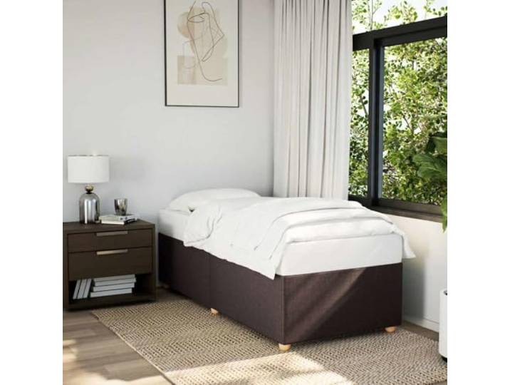 RJPLMFV Bettgestell, 90 x 200 cm, Polyestergewebe, Dunkelbraun Ohne Matratze, robuste Füße, inklusive Latten, Lattenrost-Design, komfortabel für Schlafzimmer