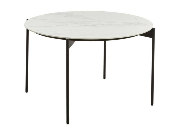 Venjakob Couchtisch, Schwarz, Weiß, Metall, Keramik, rund, Rundrohr, 83x42x83 cm, Goldenes M, Dgm, Handmade in Germany, Wohnzimmer, Wohnzimmertische, Couchtische, Couchtische rund