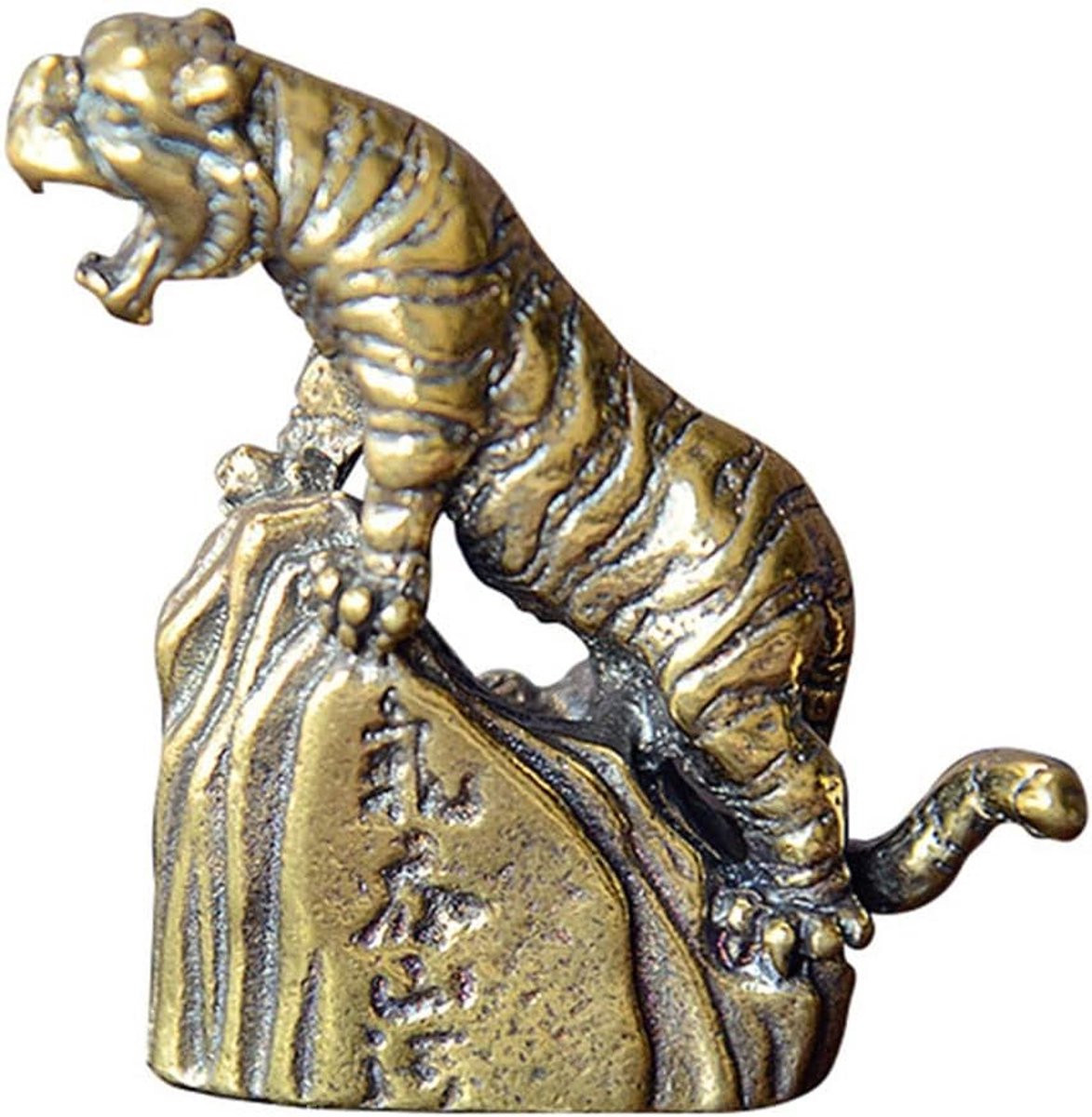 Tijger Koning Beeldje - Mini Ornament in Vintage Messing Stijl - 80 Gram