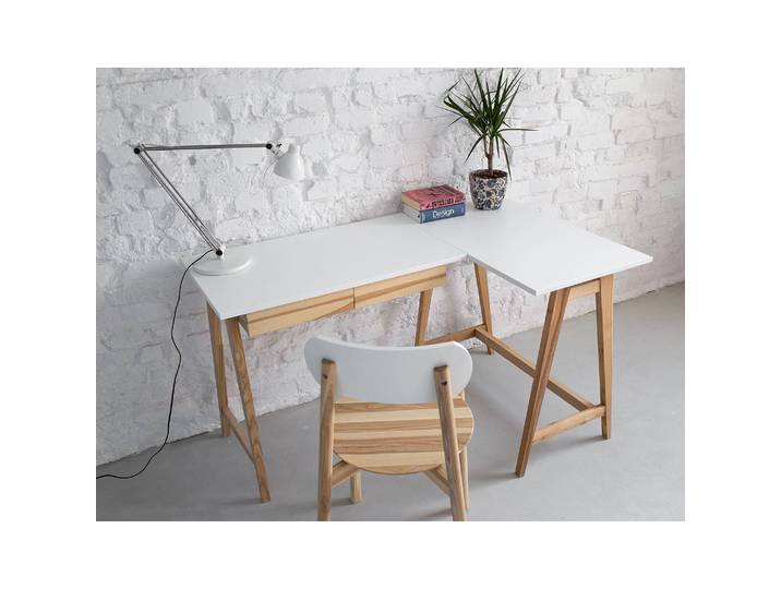 Bureau d’angle 135 x 75 x 85cm Blanc/Blanc