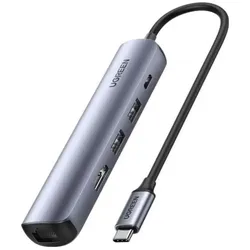 Ugreen USB-C zu 2x USB-A (USB-C, 5 Ports), Dockingstation + USB Hub, Grau