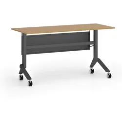 Mobiler Schreibtisch PRIMO MOVE, 140x60 cm, schwarzes Metallgestell, Buche