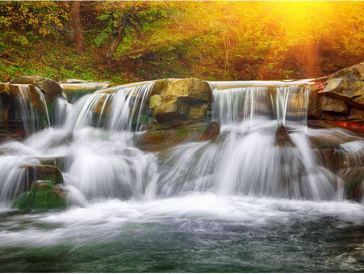 Fototapete PAPERMOON Mountain Waterfall , bunt, B:4m L:2,6m, Vlies, Tapeten, Fototapete