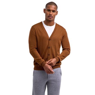 Cardigan FALKE "Pure Merino Wool", Herren, Gr. L, braun (5100), Strickjacken
