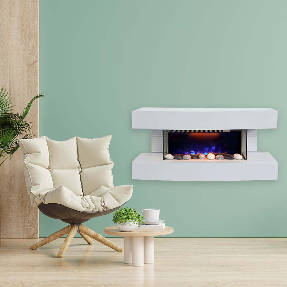 Elektrokamin weiß Paula kleine ElectricSun Elektrokamin wand, mit Soundeffekt, mit App, 10 Farbeinstellungen, B81xH41xT22cm