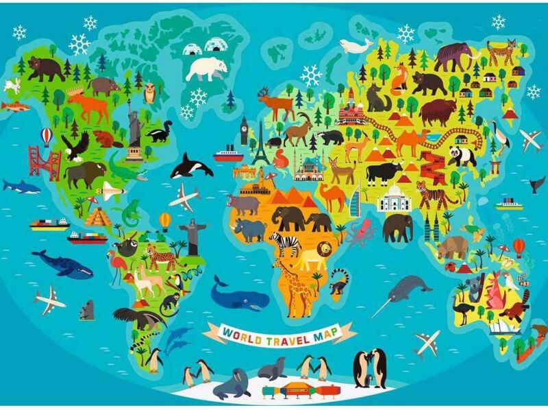 Ravensburger Puzzle 150 pièces XXL - La carte du monde des animaux