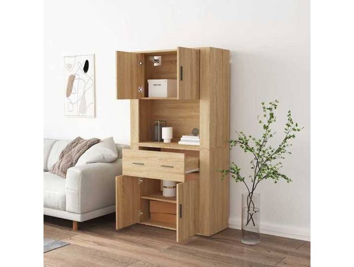 Buffet haut - - Vaisselier - Bois ingénierie - Chêne sonoma - 80x33x80 cm @77160