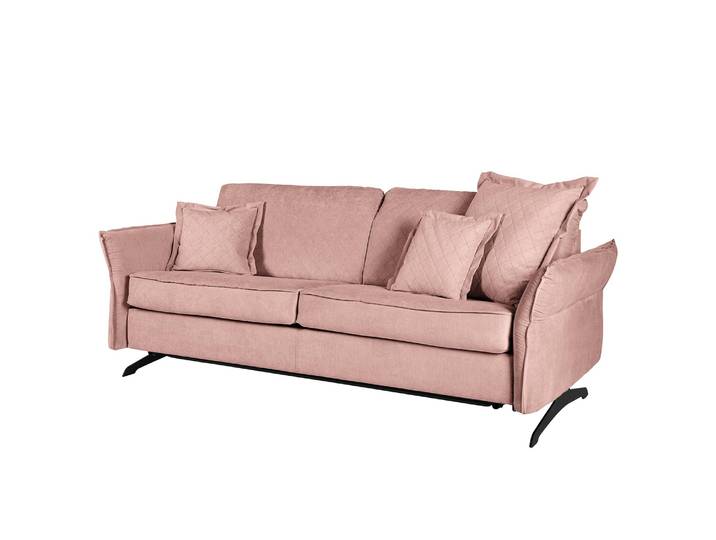 Schlafsofa Kallaste mit Matratze Pink/Babyrosa Flachgewebe 212cm Modern