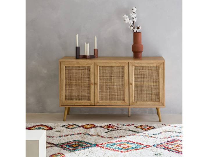 Buffet de rangement en cannage 120x39x70cm