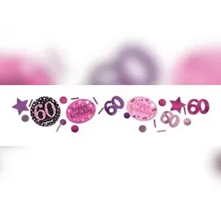 60. Geburtstag Konfetti pink schwarz
