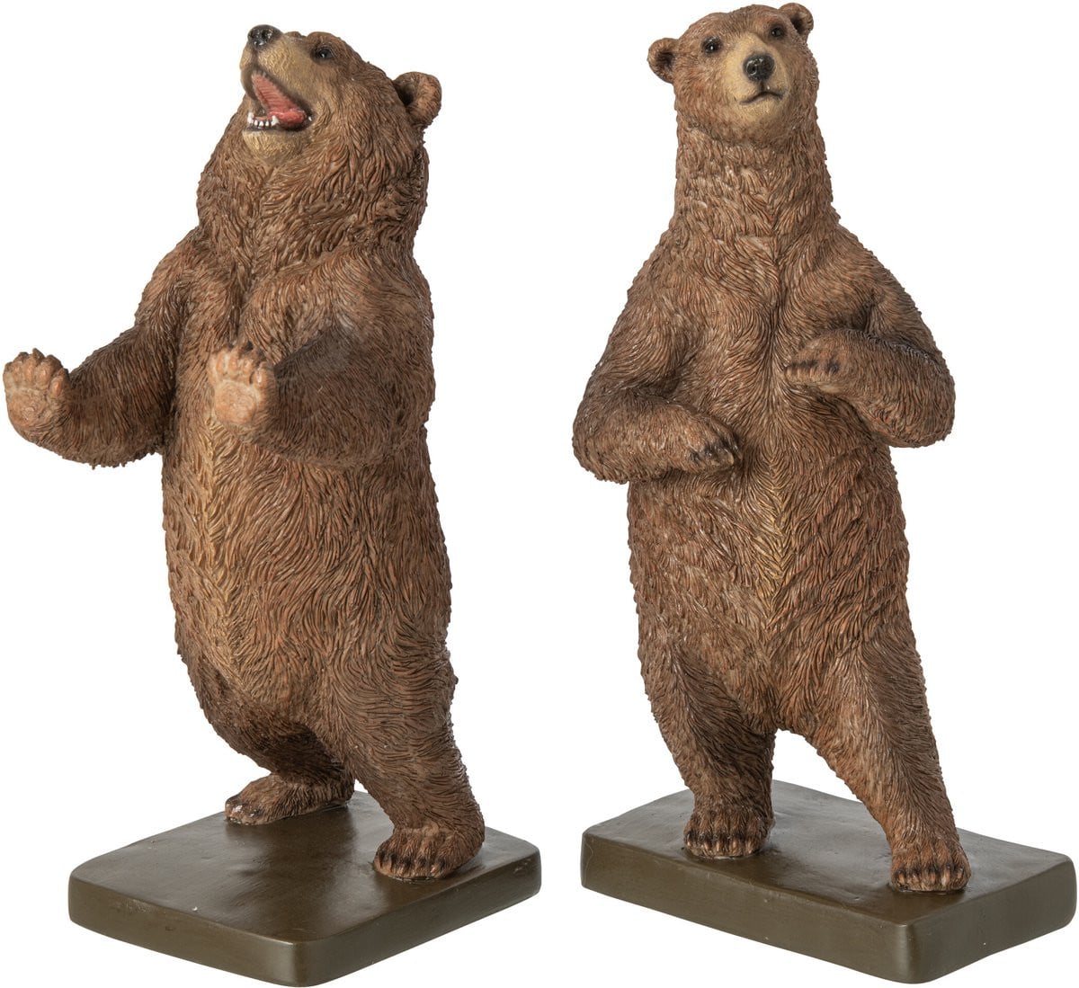 J-Line Boekensteunen Beer - Bruin - Polyresin - Set van 2