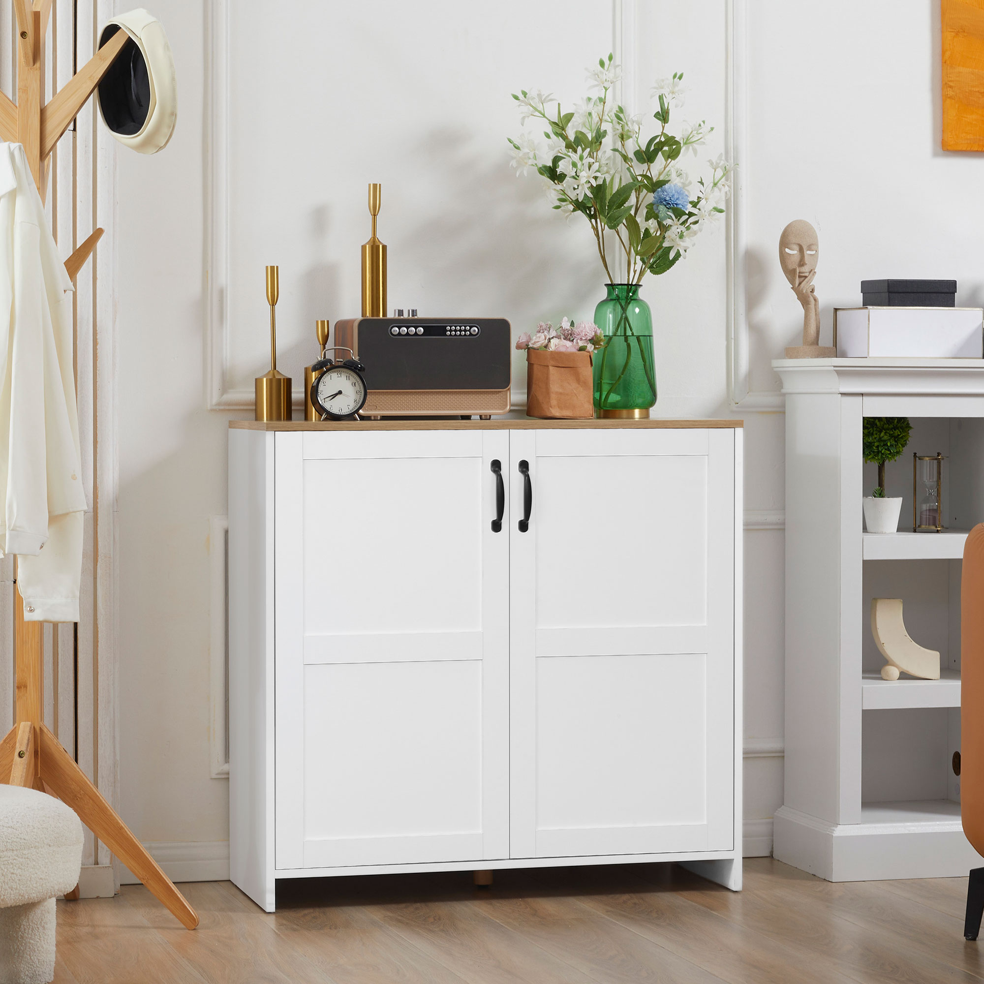 Homcom Mobile portaoggetti buffet cucina con 2 porte e 2 ripiani regolabili 90 x 39,5 x 88 cm