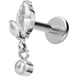 Titan Labret mit Innengewinde KNOSPE + KRISTALL