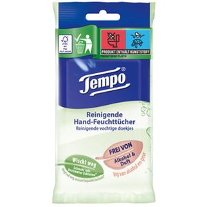 Tempo Feuchttücher Reinigende Hand-Feuchttücher, unparfümiert, 10 Tücher, 10 Stück