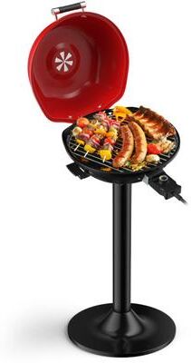 Costway 1600W Portable Electric BBQ Grill with Removable Non-Stick Rack-Black & Red