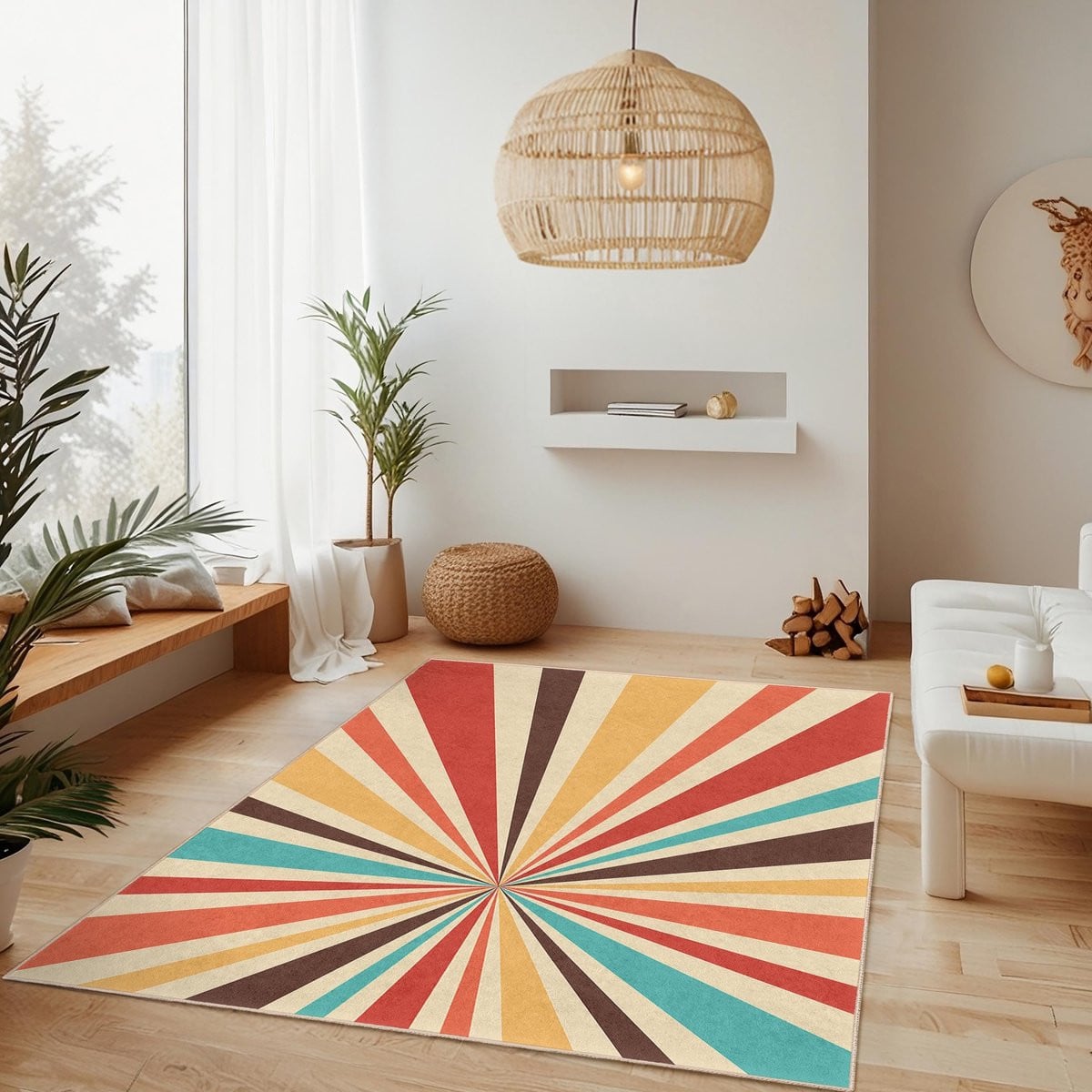 Modern Rechthoekig Gestreept Vloerkleed van Katoen voor Woonkamer, Slaapkamer, Keuken of Hal