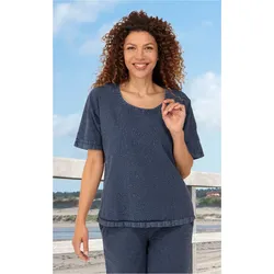 Baumwoll-Bluse in Muster blau in Größe 52 von DW-Shop, Blau, 52