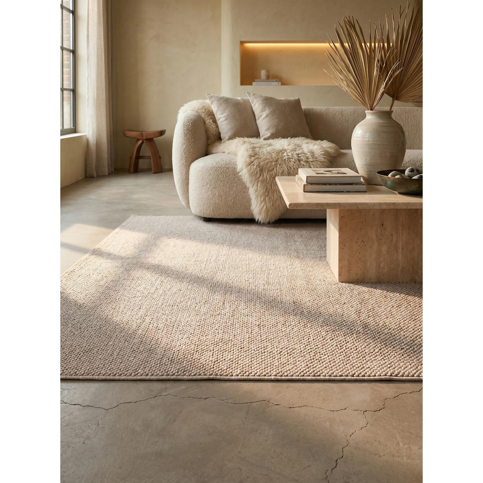 Flachgewebe-Teppich Berber-Tradition Beige 280x370 cm Uni meliert