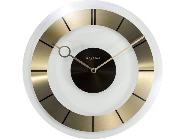 NeXtime - Stille Wandklok - 31 cm - Glas - Goud - 'Retro'