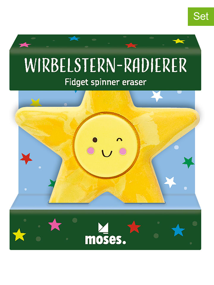 moses. 2er-Set: Radierer "Wirbelstern" - ab 3 Jahren (Überraschungsprodukt) - onesize