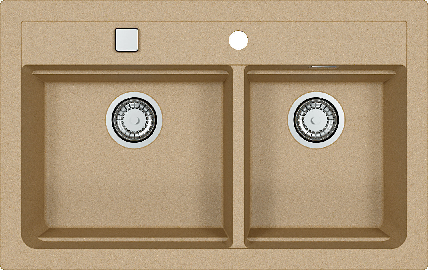 ALVEUS GRANITAL Spüle ATROX 50 in BEIGE mit Pop-up-Siphon / Granitspüle