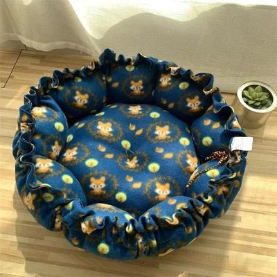 Uplifted Finds Plush Nesting Donut Pet Bed & Cushion Basket blue Fox xl