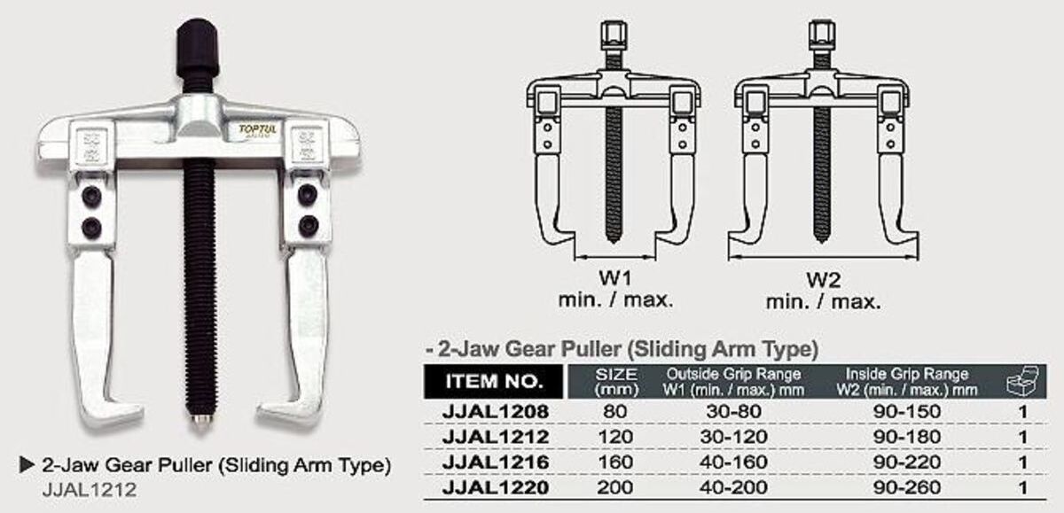 Toptul Estrattore a due bracci 160 mm (interno 40-160mm, äußen 90-220mm)