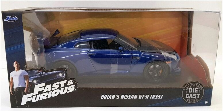 Miniature 1:24 Fast & Furious Nissan Skyline GT-R R35 bleu 2009 - Jada Toys