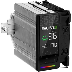 Evolveo QuietCool7, CPU chladič s digitálním displejem, 6x heatpipe, černý, CPU Kühler, Schwarz