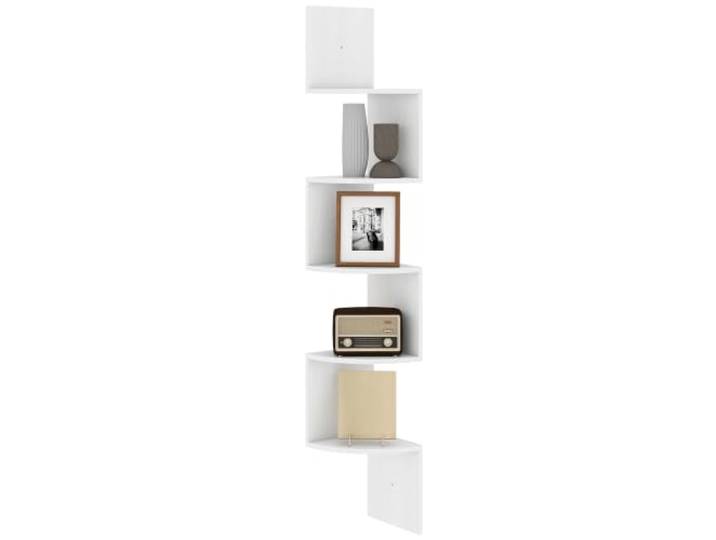HOMCOM Étagère d'angle Murale Zigzag 20L x 20l x 126H cm Blanche Étagère de Rangement\, 5 Niveaux\, Bois