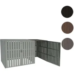 1er WPC-Mülltonnenverkleidung Erweiterung HWC-J28, Mülltonnenbox, Metall Holzoptik ~ grau