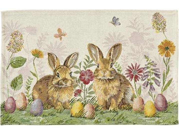 Sander Gobelin Tischset/Placemat - Two Bunnies, 32 x 48 cm - Hasen, Ostereier