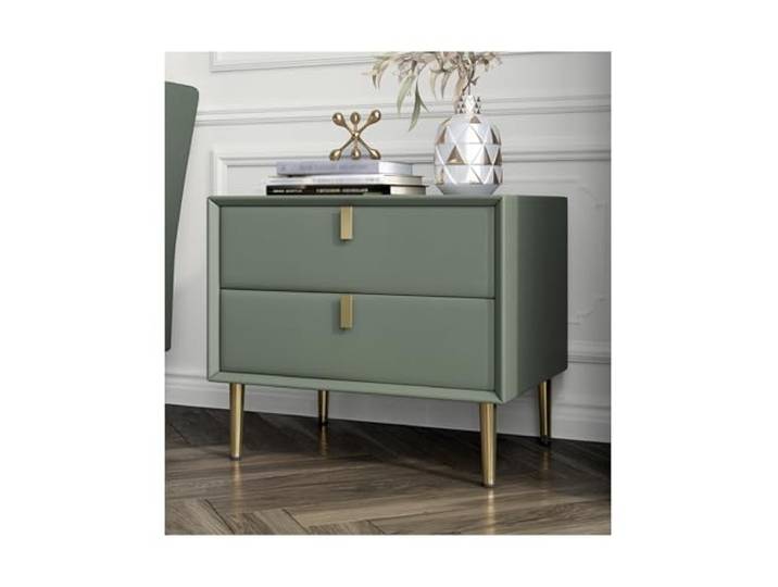 xiuling4568 Nachttische for Schlafzimmer-Wohnzimmermöbel, grüner Nachttisch aus Kunstleder, Nachttisch am Ende mit Aufbewahrungsschublade(L45xD40xH48cm)