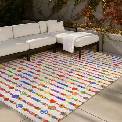 Addison Rugs Machine Washable Indoor/ Outdoor Peace Love Chantille Rug