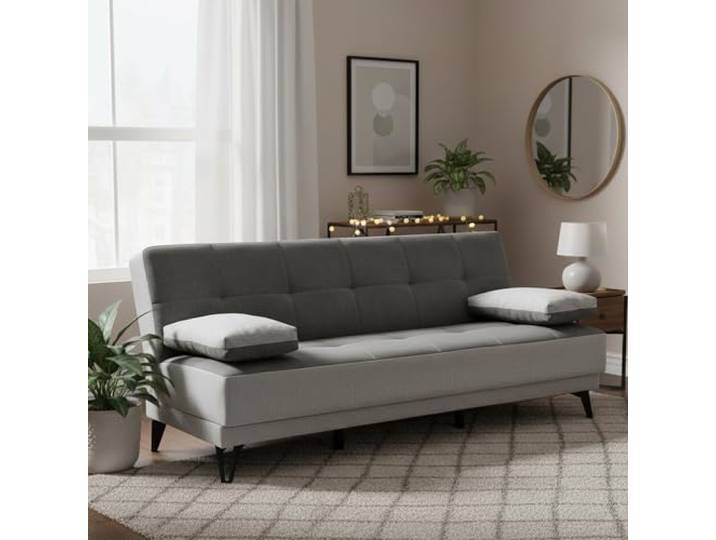 Dmora Dmor 3-Sitzer Schlafsofa Jordi 190x87 cm Grau Verstellbar