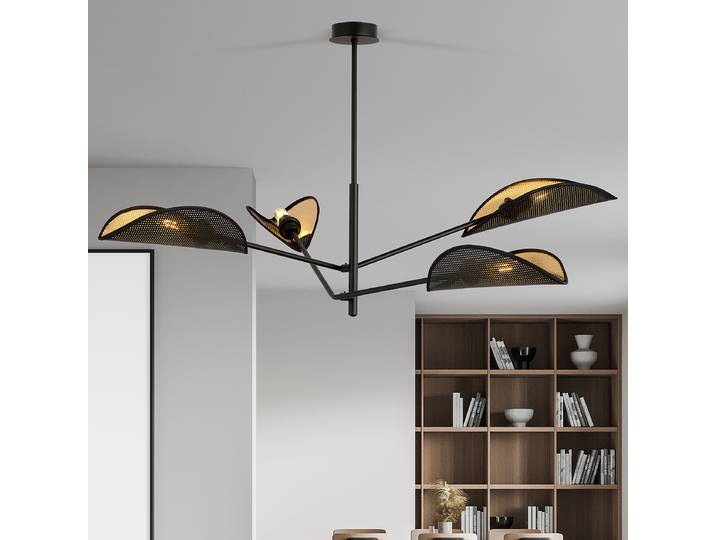 Deckenleuchte Vene 102 x 51 x 102cm Schwarz/Schwarz/Gold 4 Polyamid Glühlampe E14
