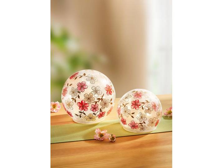 Beleuchtete Kugel, 2er-Set, Rosa-Weiss