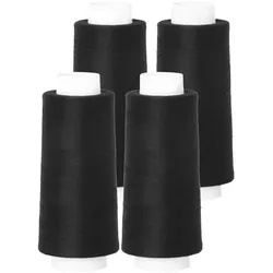 buttinette Overlockgarn im 4er-Pack, Stärke 120, 2500m-Spule, schwarz