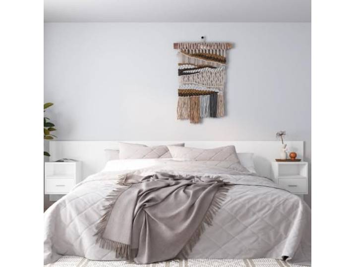 RJPLMFV Kopfteil mit Schränken, weiß, aus Holz Klassisches Design, Wandmontage, geräumige Aufbewahrung, feuchtigkeitsbeständig