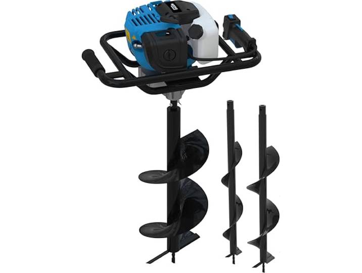 Güde GE 1450.1 Motor Erdbohrer - 2-Takt Motor, 52 Kubikzentimeter Hubraum, 1,45 Kilowatt, 2 PS, 78 Zentimeter Bohrerlänge, inklusive 3 Erdbohrer Aufsätze - 10, 15 und 20 Zentimeter Durchmesser