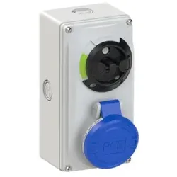 PCE 6114-9k CEE-Steckdose abschaltbar kompakt 16A 4p 9h IP44/IP54 Knock Out 61149k