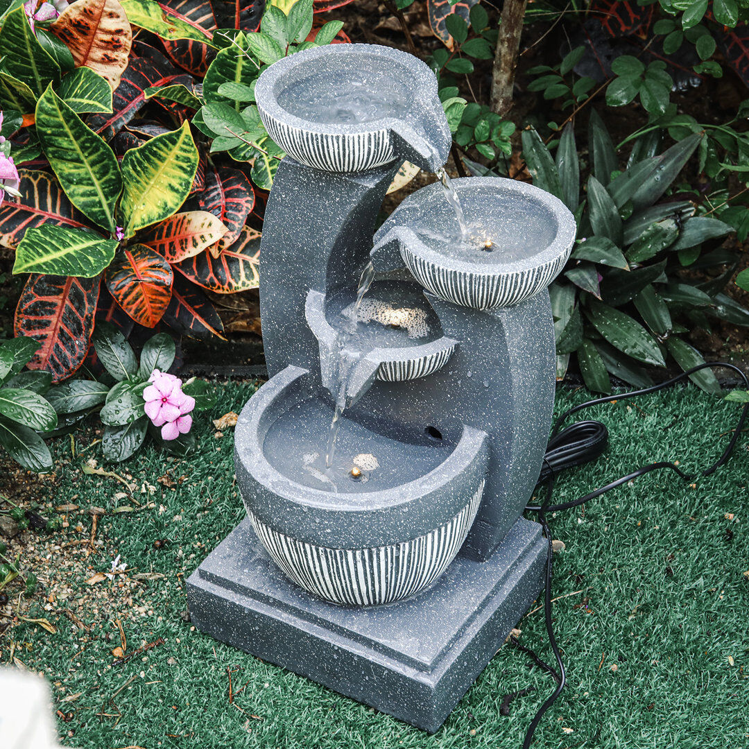 Alpen Home Fountain with Lights Grey 47cm H X 24cm W X 22cm D